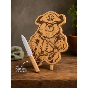 Pirate Bear Cutting Board & Knife Set